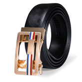 Men's Genuine Leather Ratchet Belt For Business Casual With Golden Metal Buckle,Cut for Fit
